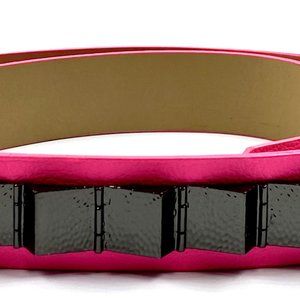 NEW ST. JOHN Hot Pink Elevated Spike Buckle Snap Hole Grunge Y2K Belt Medium